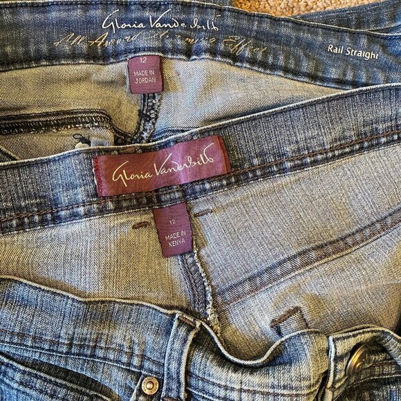 Bundle of 2 Pairs Gloria Vanderbilt Rail Straight & Amanda Blue Jeans Sz 12 #37N - Picture 3 of 3